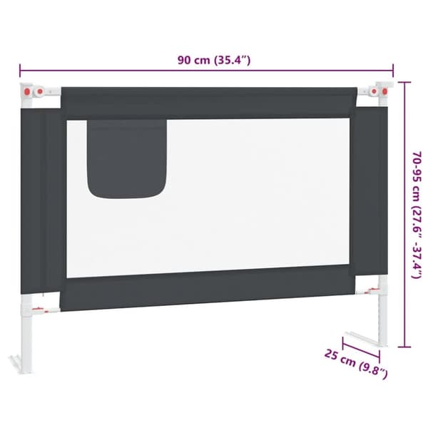 vidaXL Sengehest småbarn mørkegrå 90x25 cm stoff