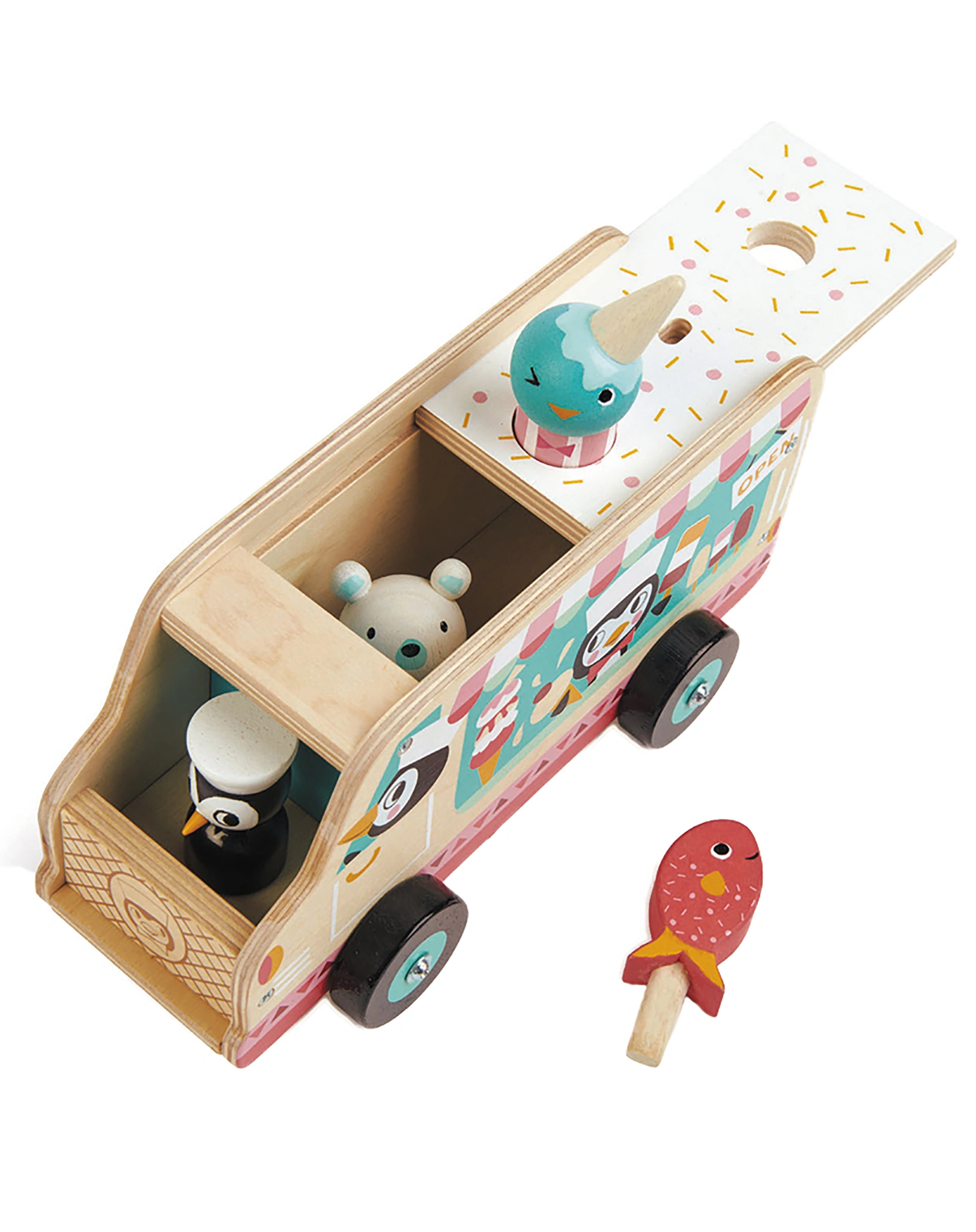 Rollenspiel EISWAGEN - PINGUIN 6-teilig aus Holz