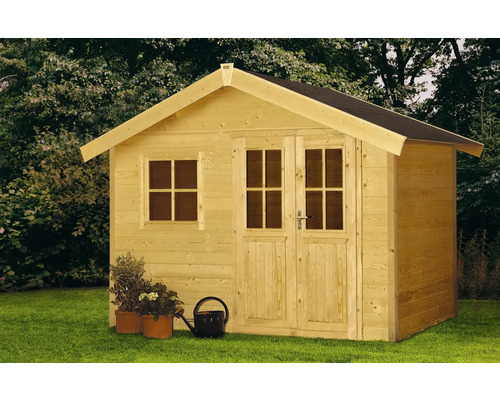 Blokhut Konsta Planai 28 mm met vloer 330 x 245 cm naturel