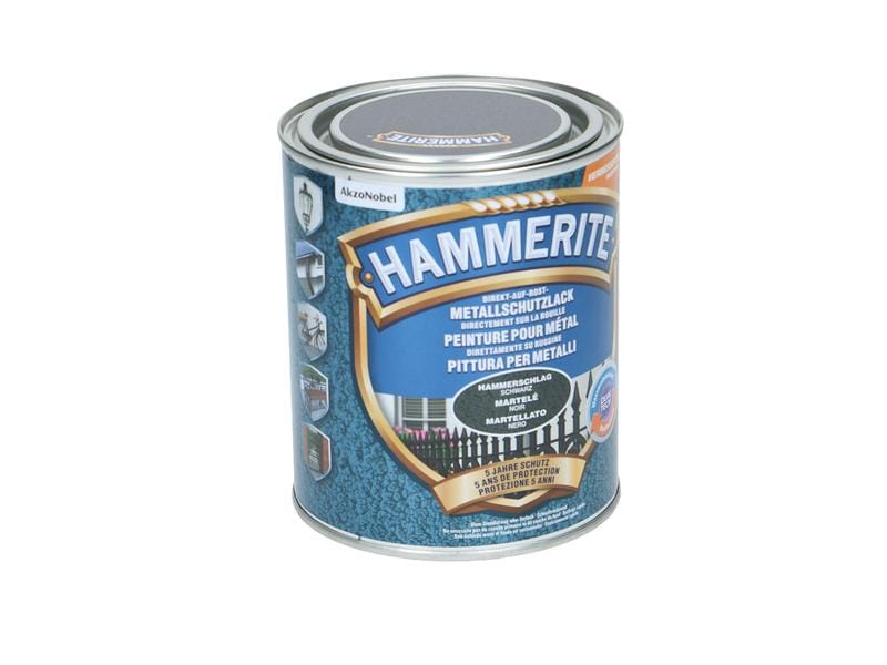Hammerite Metall-Schutzlack HS Schwarz, 750 ml Rostschützende Lackierung mit Hammerschlag Effekt