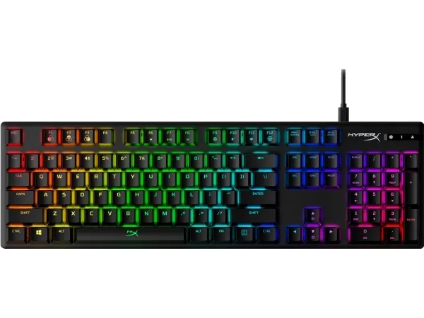 HyperX Alloy Origins - Tastatur - bagbelyst - USB-C - QWERTY - USA - tastkontakt: HyperX Red - sort