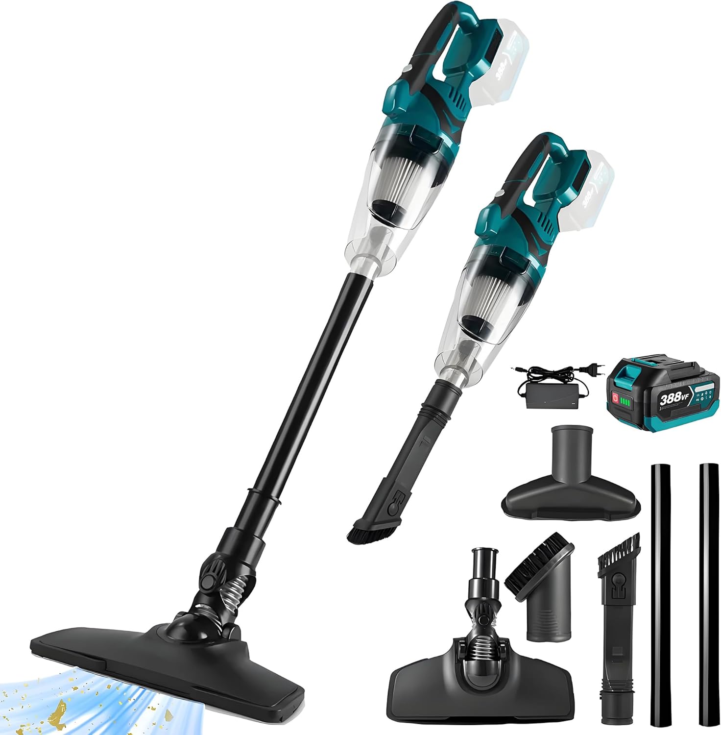 Akku Staubsauger für Makita Akku 18V, Starke 10000Pa Kabellos Handstaubsauger Akku mit LED Beleuchtung und Groß 750mL Staubbehälter für Auto, Haus (Blau mit 1 Batterie)