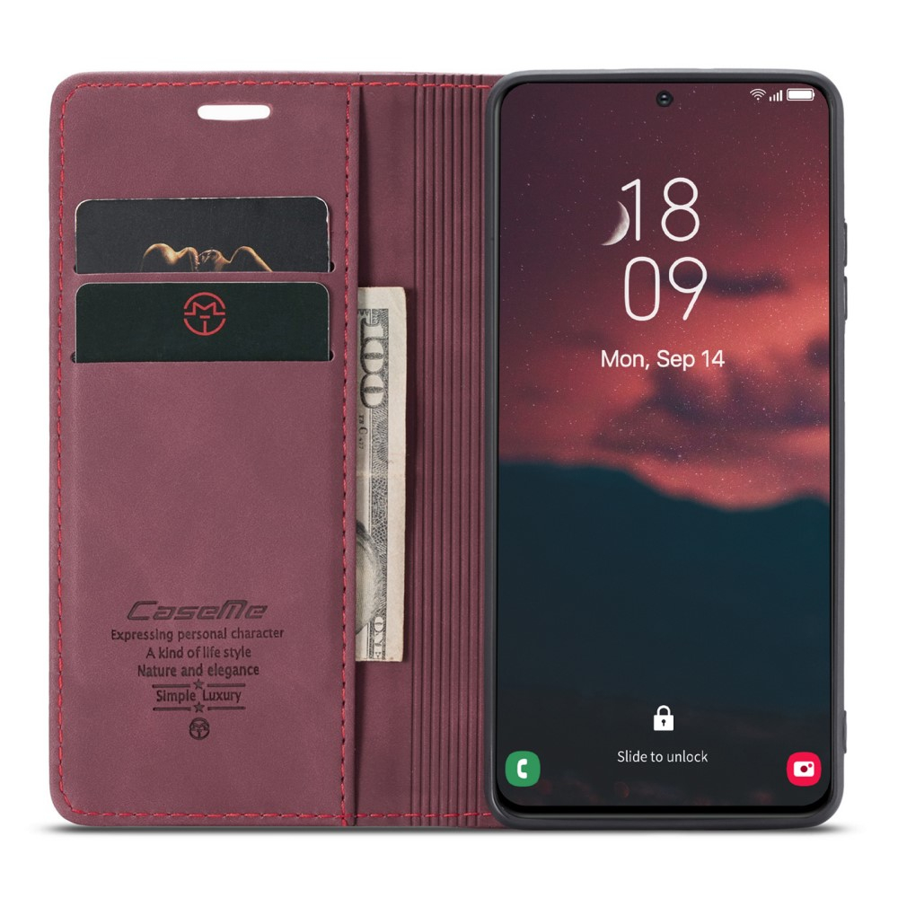 Samsung Galaxy S23 5G Leder Tasche Flip Wallet Etui mit Kartenfächern - Rot