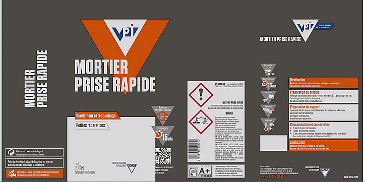 Mortier prise Rapide VPI 5kg scellement et rebouchage
