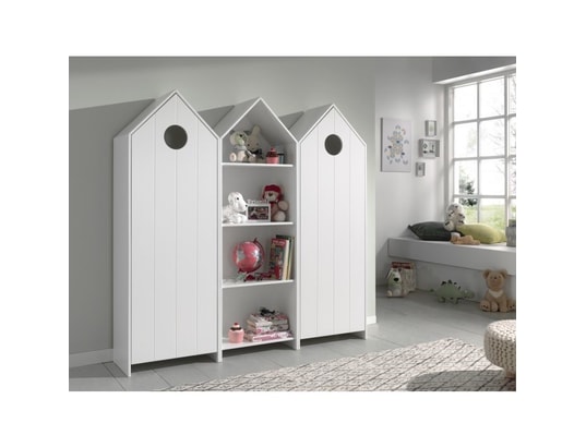 VIPACK - Armoire enfant Casami 2 armoires 1 porte blanc + armoire ouverte
