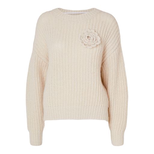 Selected Femme Ella Flower Striktrøje, Birch, M