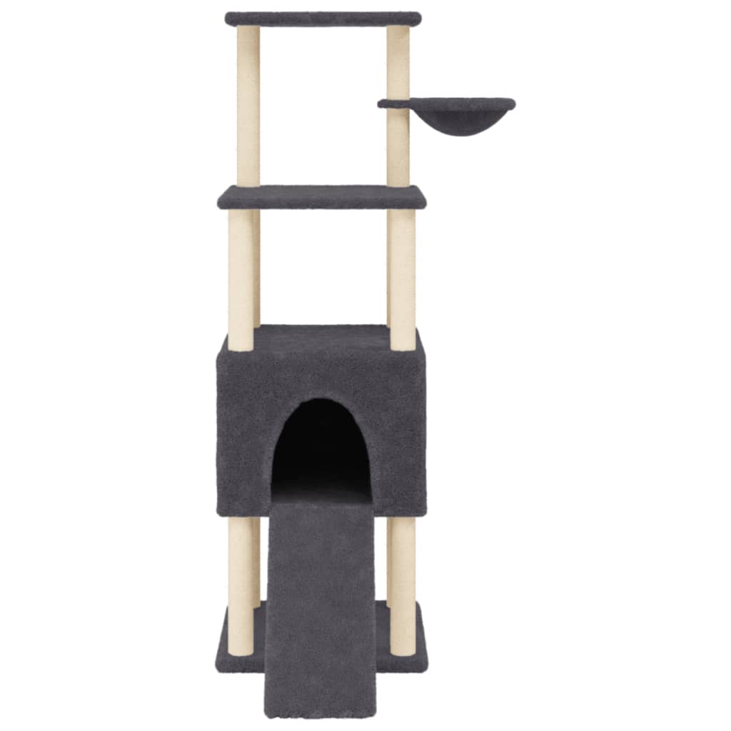 Arranhador para gatos vidaXL com hastes de sisal cinza escuro, 153 cm