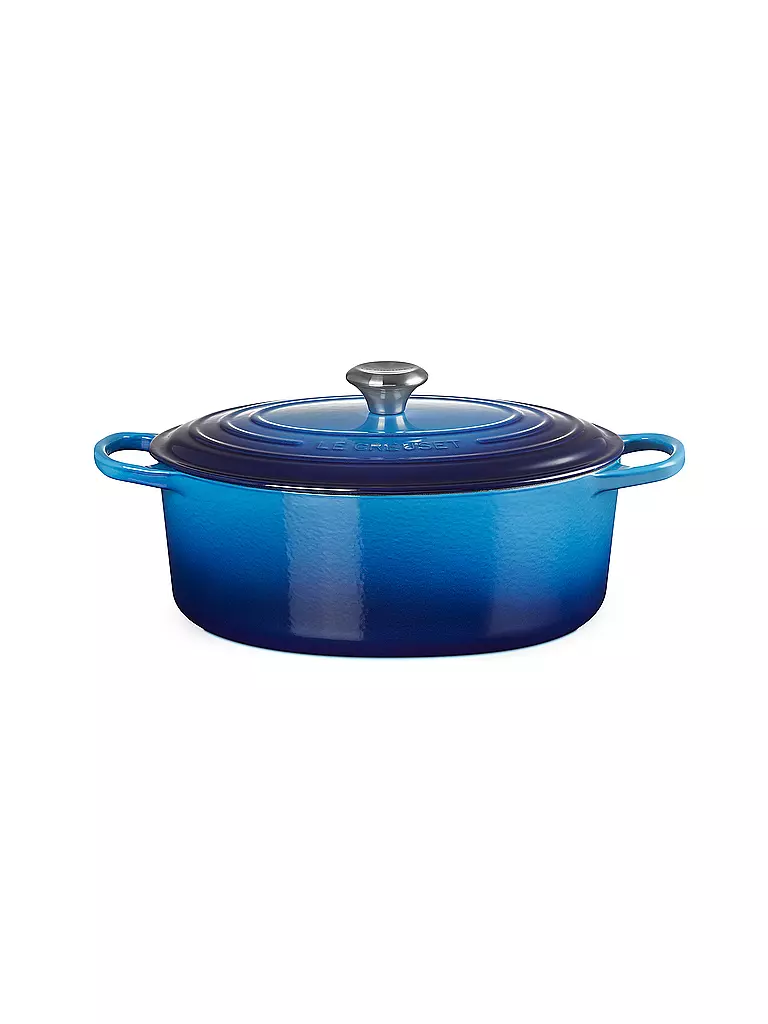 LE CREUSET Gusseisen-Bräter mit Deckel Oval 31cm SIGNATURE Azure blau