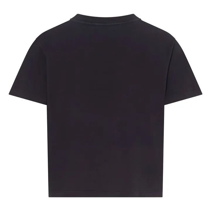 Alma Deia T-shirt Boxy Imprimé Fiore Dell Isola Coton Bio | Noir