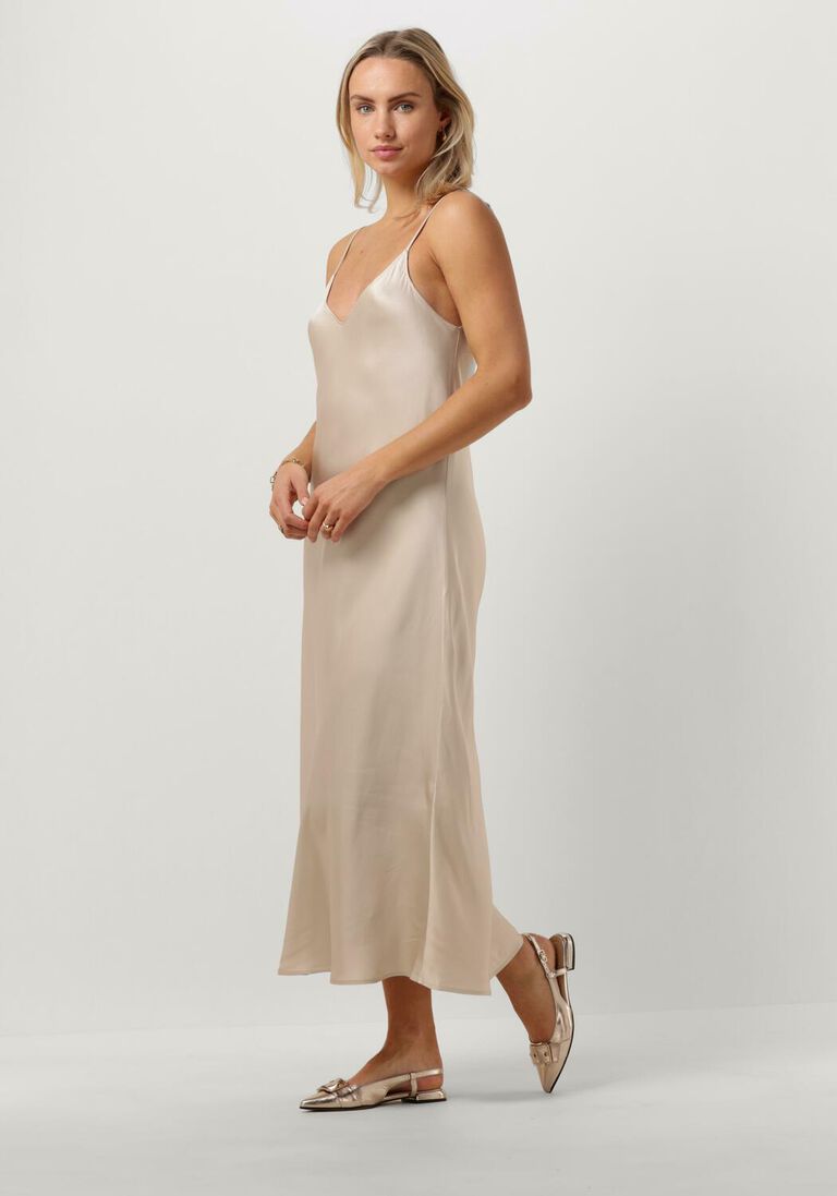 RESORT FINEST beige resort finest midi jurk slip dress