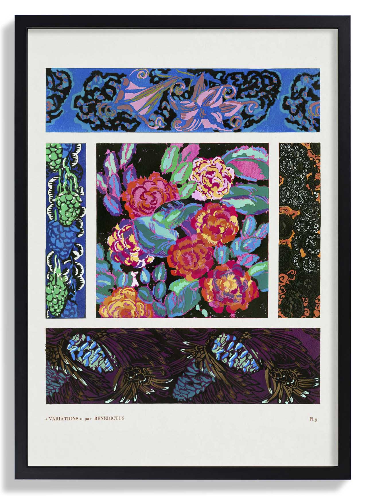 Blumen Art Deco Muster, Variation 9 von Édouard Bénédictus