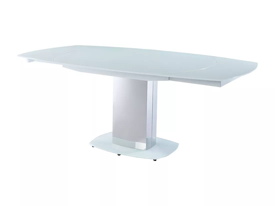 Table à manger extensible TALICIA - Verre trempé & métal - 6 à 8 personnes - Coloris Blanc