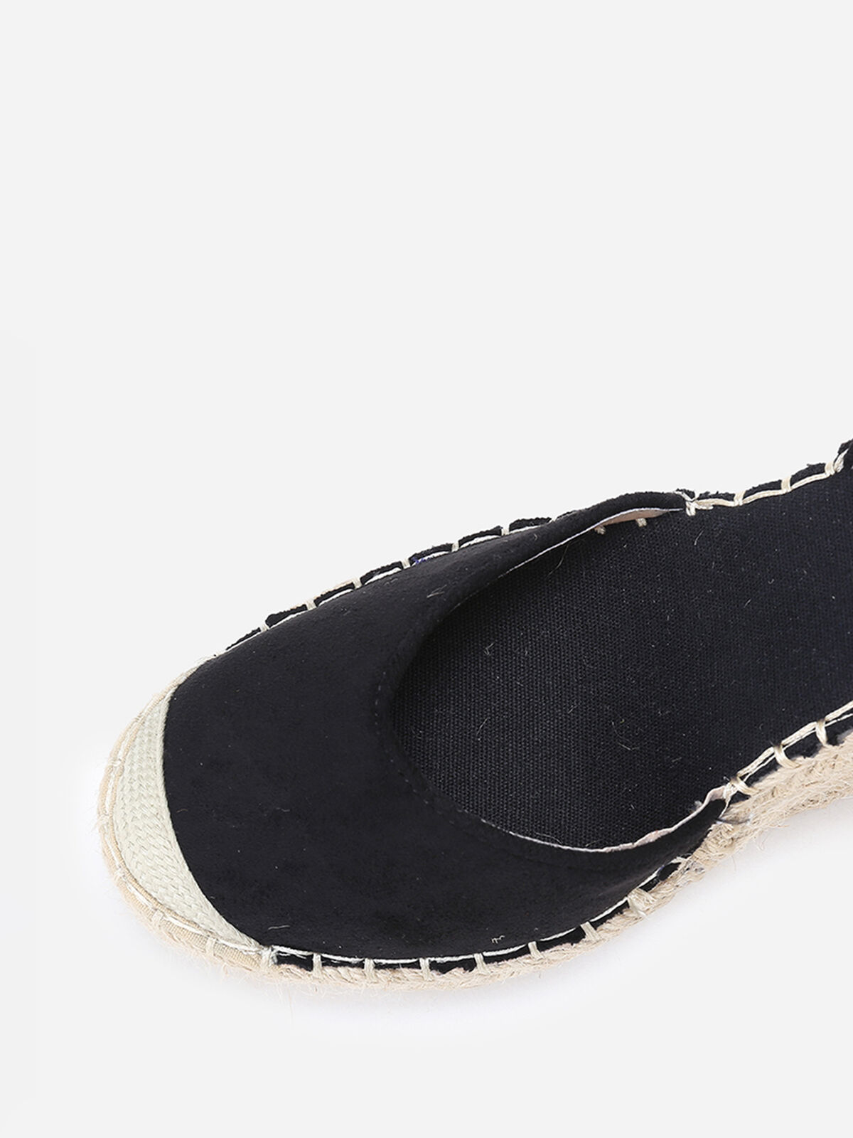 Espadrilles compensées en suédine à lanière- Noir