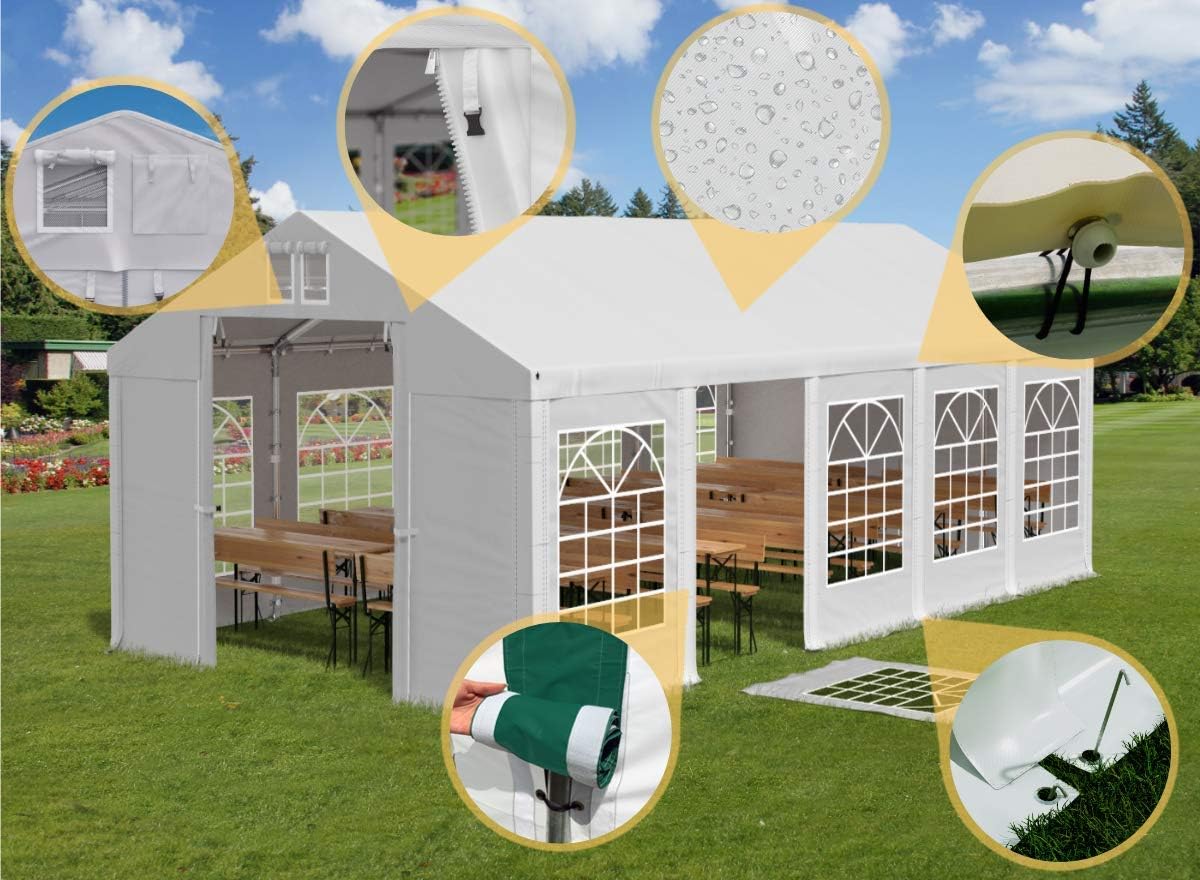Partyzelt 3x4m wasserdicht grau Zelt 560g/m² PVC Plane Hochwertigeszelt Gartenzelt Summer SD - Faltpavillon, Gartenpavillon, Pavillon, Lagerzelt, Gartenhaus, Zeltgarage, Garagenzelt - Partyzelt