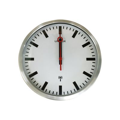 Unilux - Horloge Station - mécanisme radio pilotée - 35 cm - gris métal