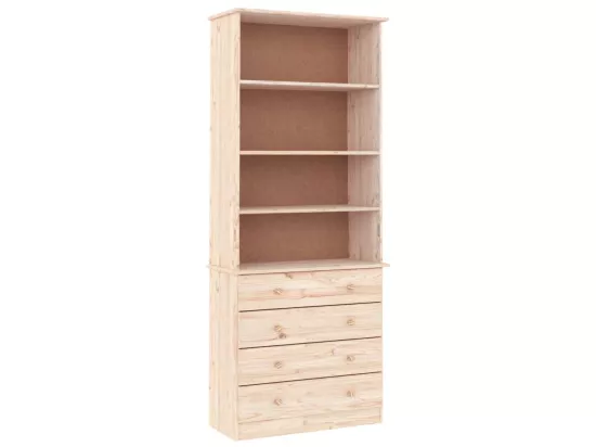 Bibliothèque avec tiroirs ALTA 77x35x186,5cm bois massif de pin