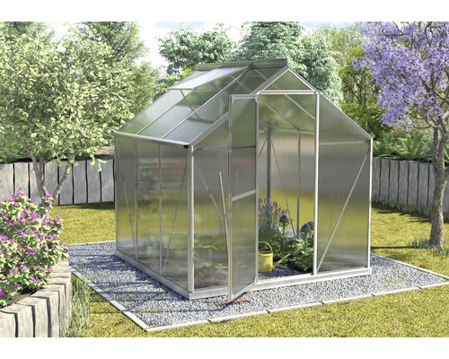 Vitavia Triton 3800 kas, 6 mm dubbelwandige polycarbonaat panelen, met fundering, 198x193 cm, aluminium