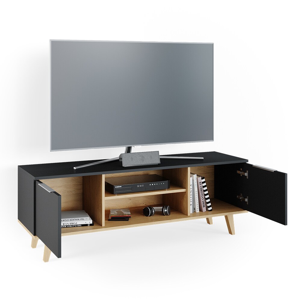 Vicco Lowboard Fernsehschrank Sideboard Neptune TV-Fernsehtisch Anthrazit/Buche