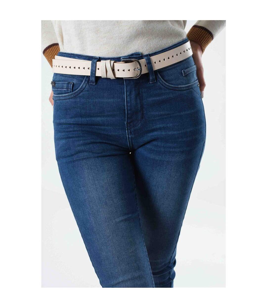 Ceinture en cuir CESARINE Cream