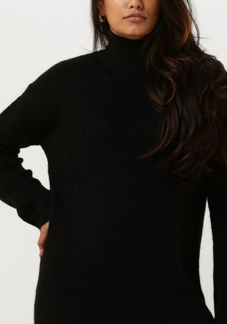 SELECTED FEMME zwarte selected femme midi jurk slfmaline ls knit dresshigh neck