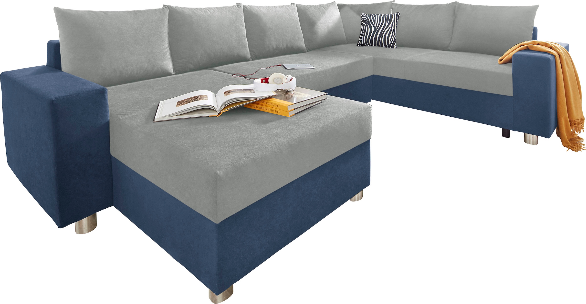 COLLECTION AB Wohnlandschaft »Paris U-Form« mit Federkern, wahlweise mit Bettfunktion und Bettkasten