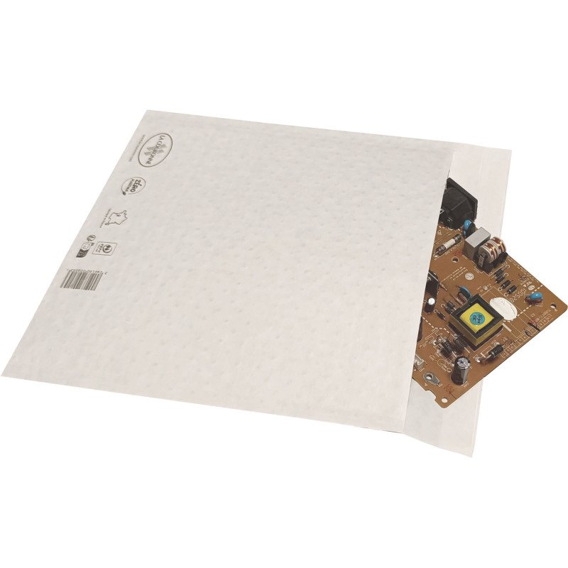 Pochette matelassée bulles de papier La Couronne kraft blanc