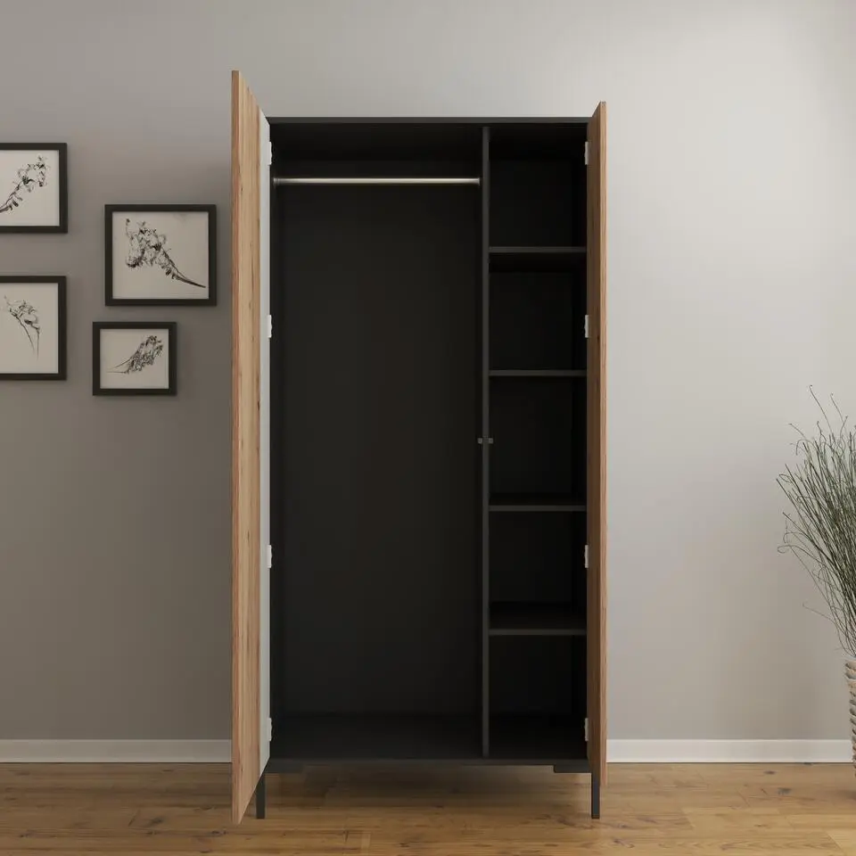 Meubella - Kledingkast Molina - Eiken - 90 cm