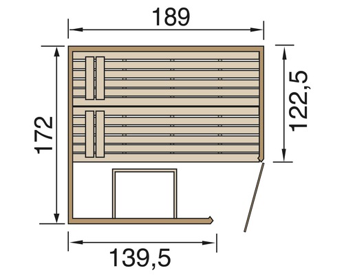 Weka Valida Corner GT massief houten sauna inclusief 7,5 kW kachel en digitale bediening, zonder raam, met volledig glazen deur van helder glas