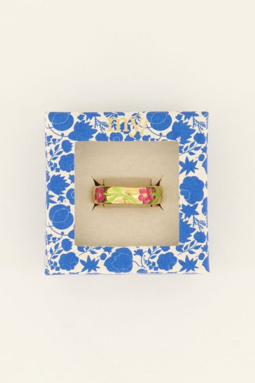 Casa fiore ring met roze bloemen