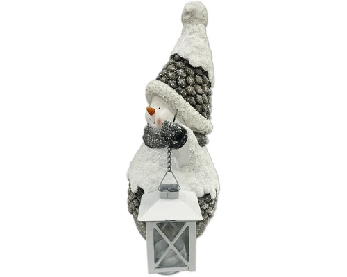 Decoratieve sneeuwman lantaarn Lafiora 17 x 14,5 x 33 cm bruin wit
