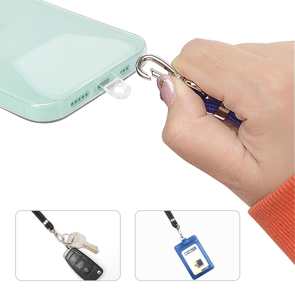 (140cm) Universal Necklace Handykette Umhängeband für Schutzhülle   1x Selbstklebender Einlage - Grau / Schwarz
