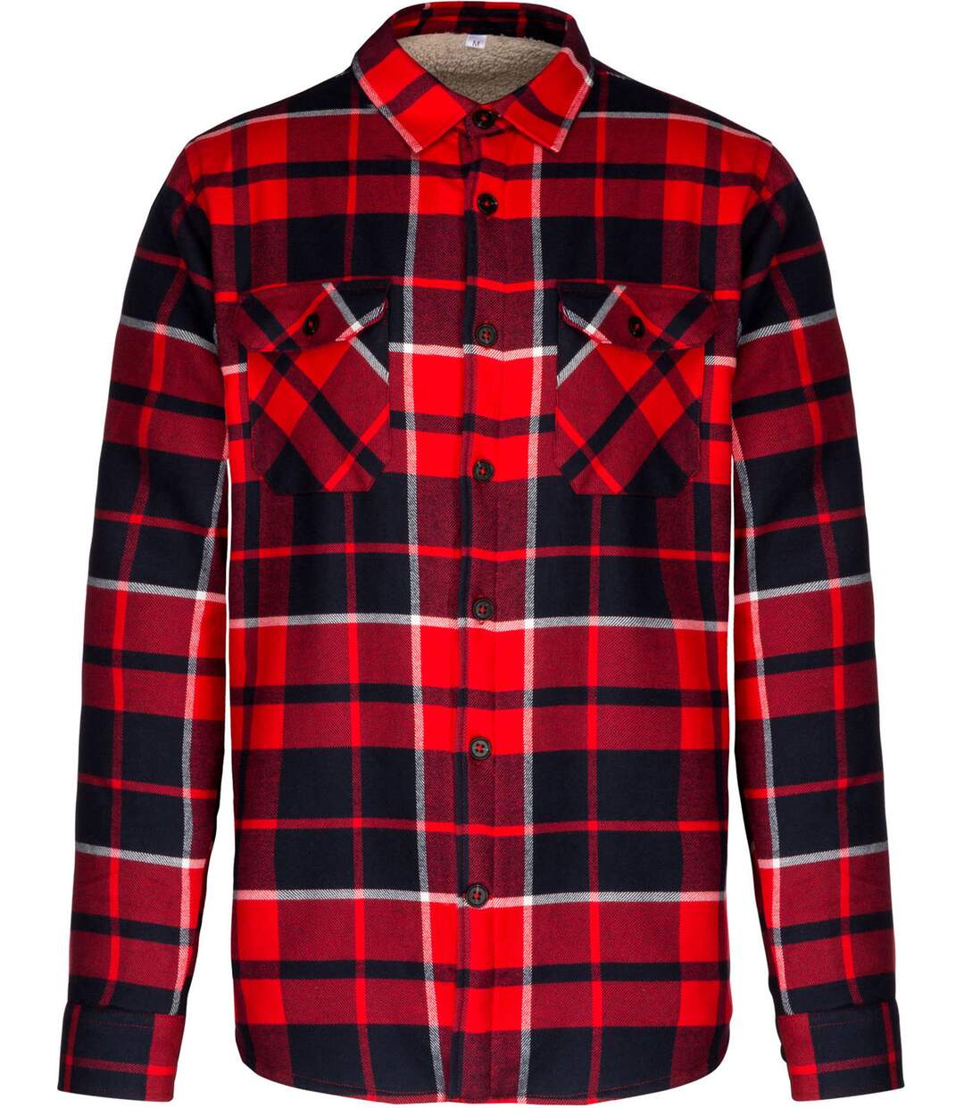 Surchemise à carreaux doublée sherpa - K579 - rouge - homme