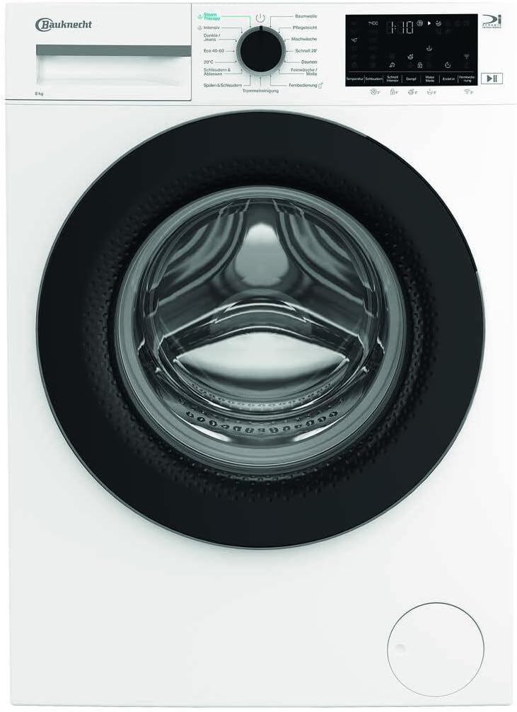 Bauknecht B W 8A10 BS Waschmaschine Frontlader/ 8kg/Steam Therapy/Adaptive Wash/ColdWash/Steam Technologie/HomeWhiz, White
