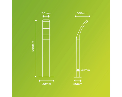LED-padverlichting IP44 12W 1100 lm 2700 K HxB 960x120 mm Splay antraciet