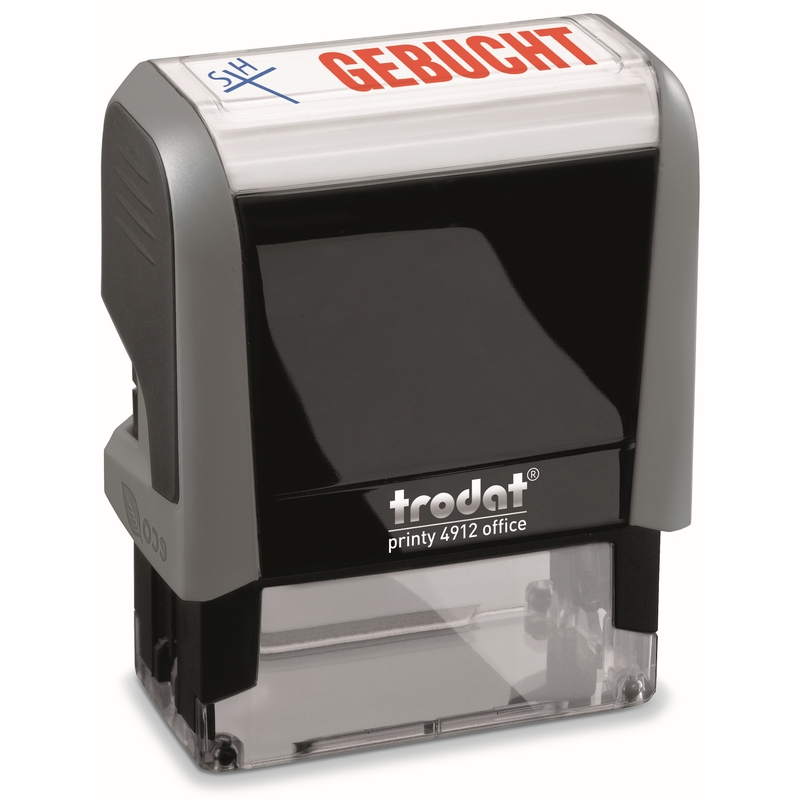 Trodat 4912 Textstempel, GEBUCHT, rot/blau