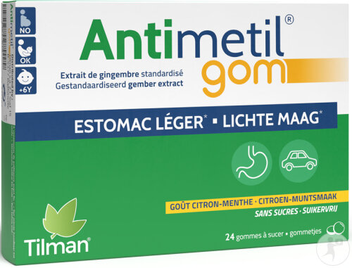 Tilman Antimetil Gom Estomac Léger Goût Citron 24 Gommes