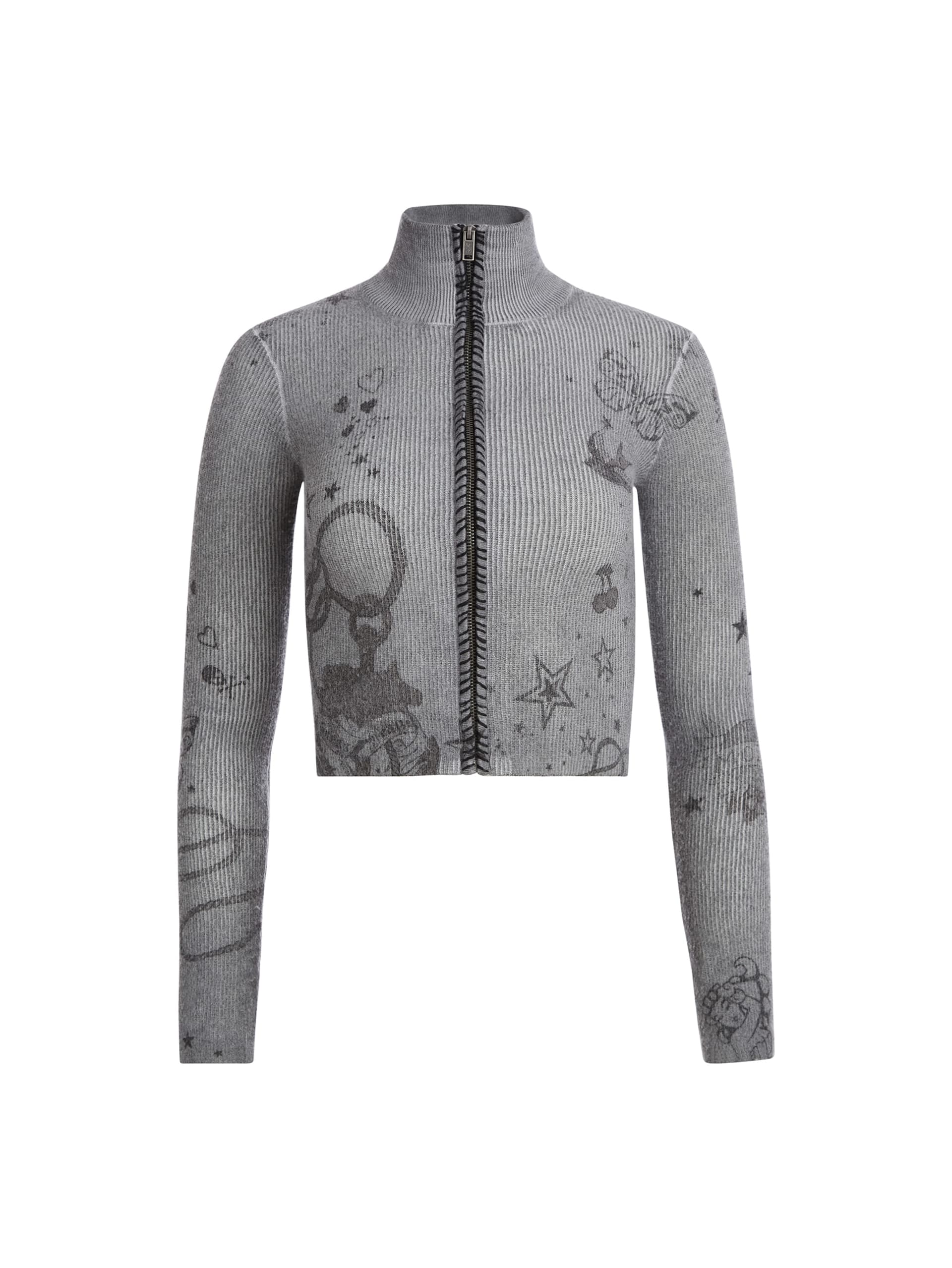 suéter estampado com costura