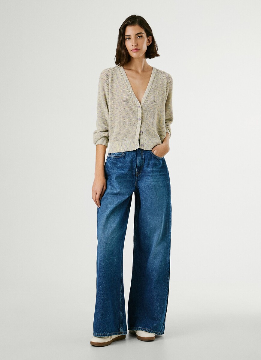 PEPE JEANS<br>Cardigã com decote em V em malha brilhante