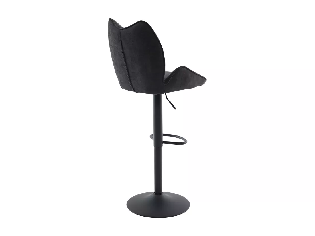 Lot de 2 tabourets de bar en tissu et métal noir - Hauteur réglable - Noir - LILAYA
