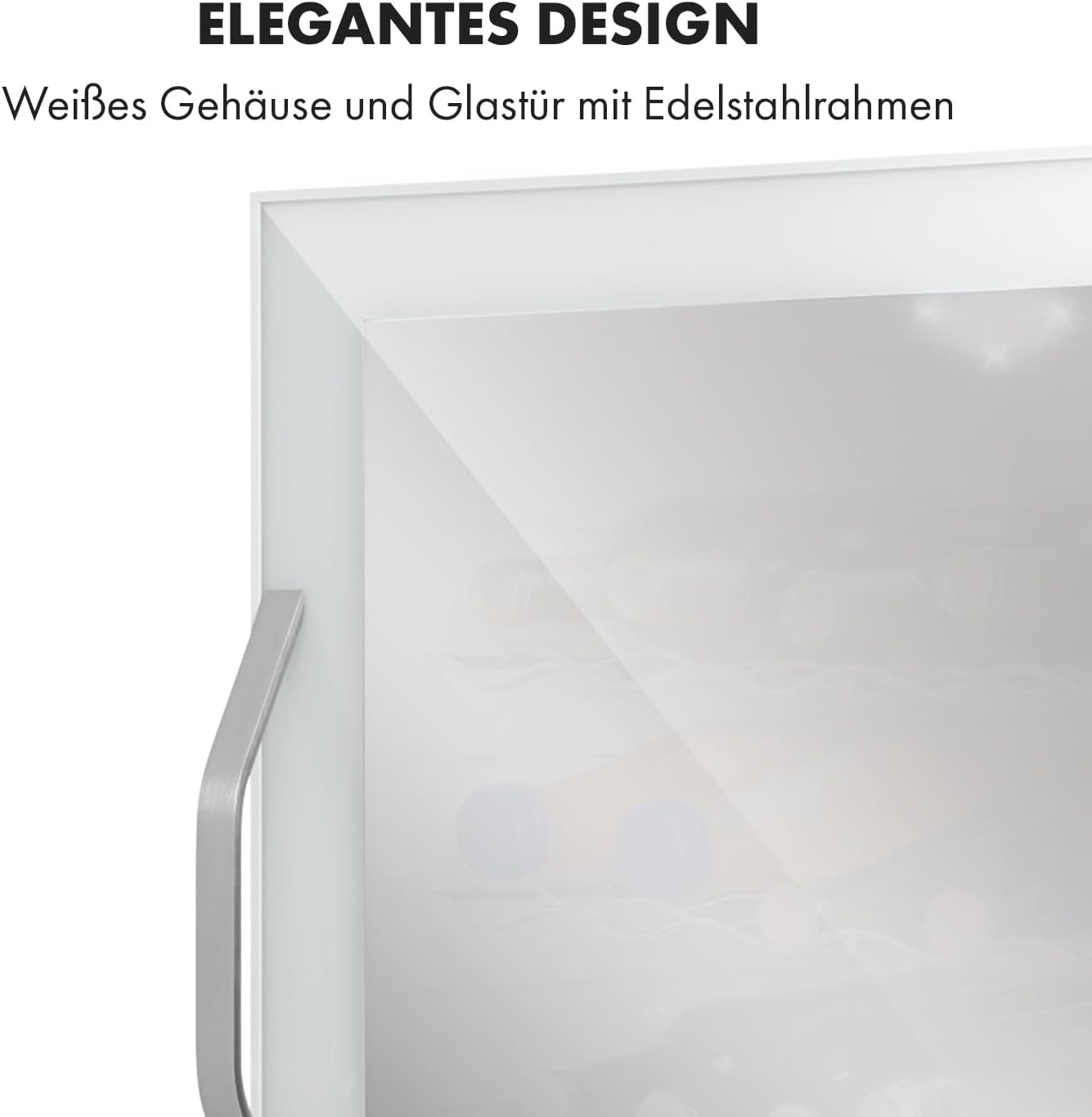 Klarstein Mini Kühlschrank mit Glastür, für Zimmer, Getränkekühlschrank mit Verstellbaren Ablagen, Kleiner Kühlschrank mit Wellenform-Racks, 60 Liter Leise