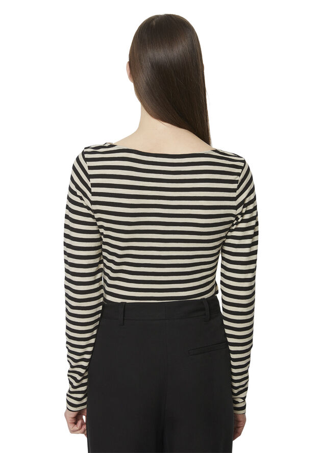 Marc O’Polo T-shirt, long sleeve, boat neck, st Multi/ black