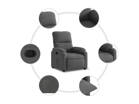 Fauteuil inclinable gris foncé tissu microfibre
