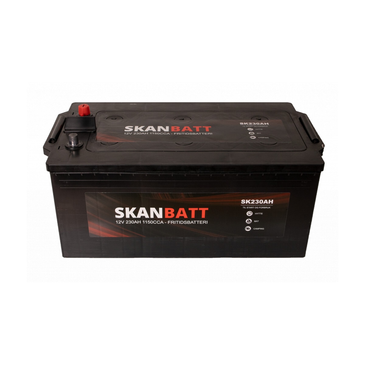 SKANBATT Fritidsbatteri 12V 230AH 1150CCA (513x276x210/242mm) +venstre