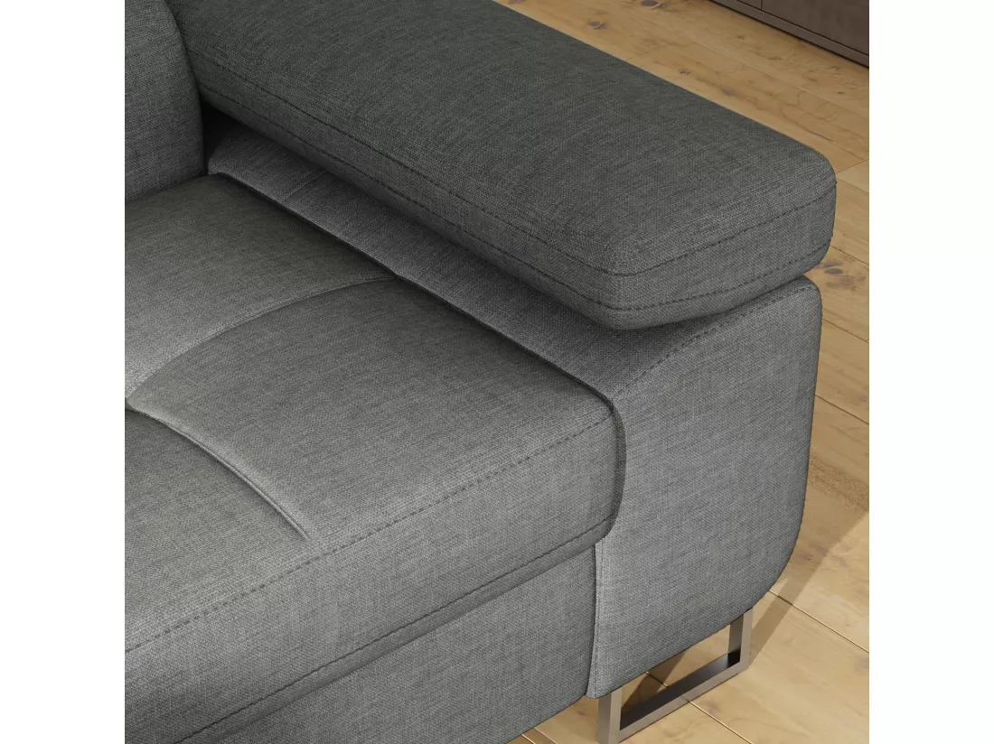 Canapé d'angle gauche convertible Marius tissu Gris