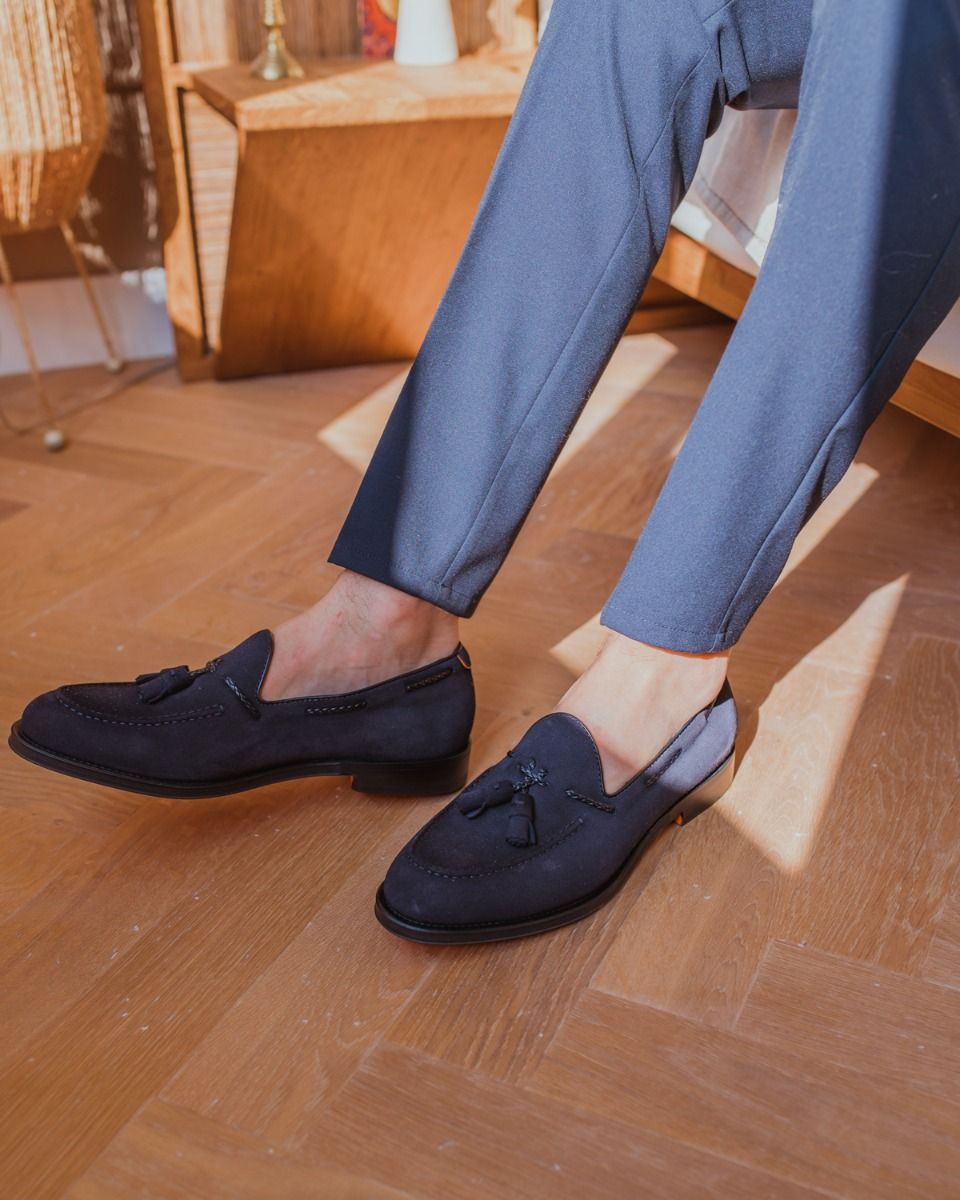 Santoni 18101 Donkerblauw Herenloafers