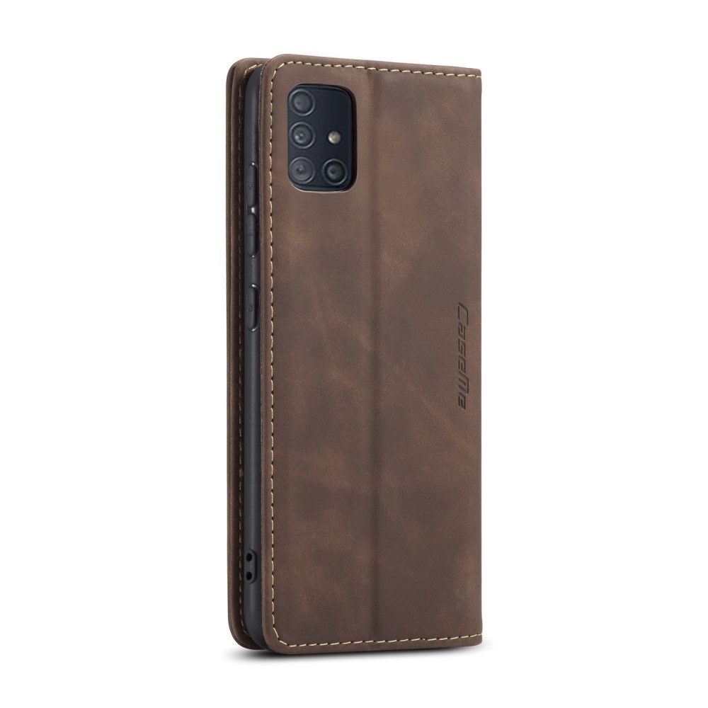 Samsung Galaxy A51 (2019) Leder Tasche Flip Wallet Etui mit Kartenfächern - Dunkelbraun