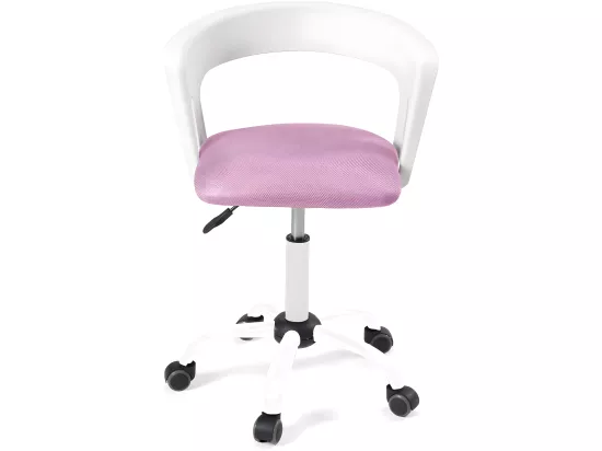 Chaise bureau roulettes accoudoir assise rembourée hauteur réglable pivotant AYA (blanc rose)