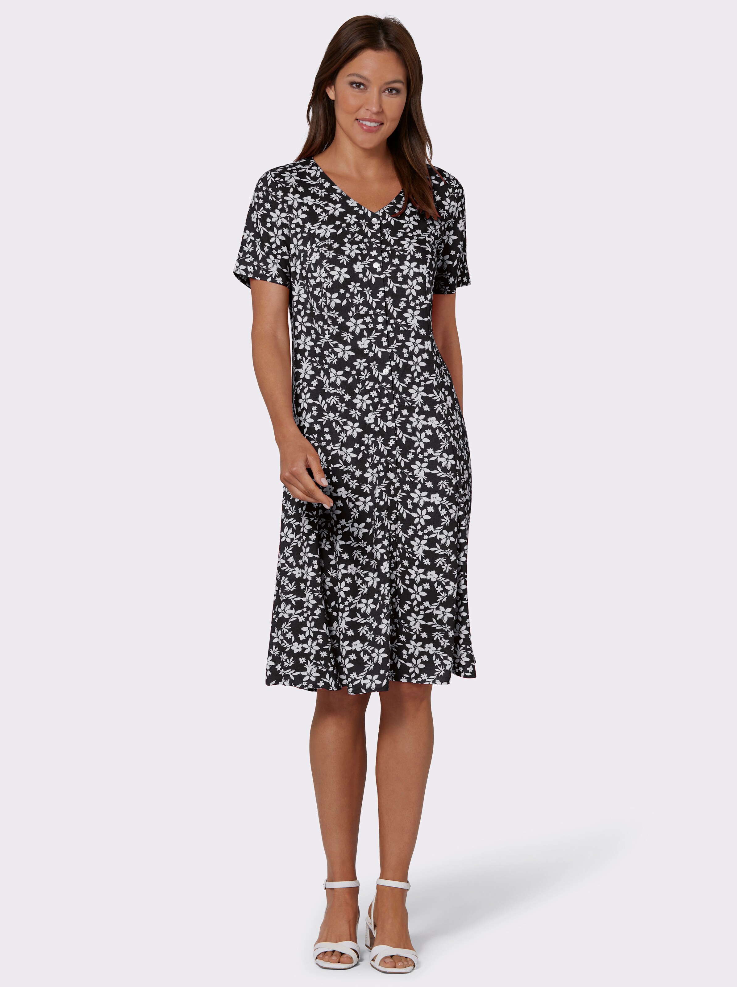 Blumenkleid in A-Linien-Form, reine Viskose