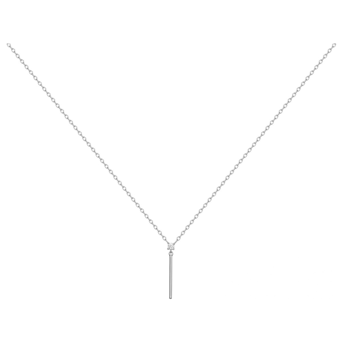 Collier mono-motif en Argent avec oxyde de zirconium blanc