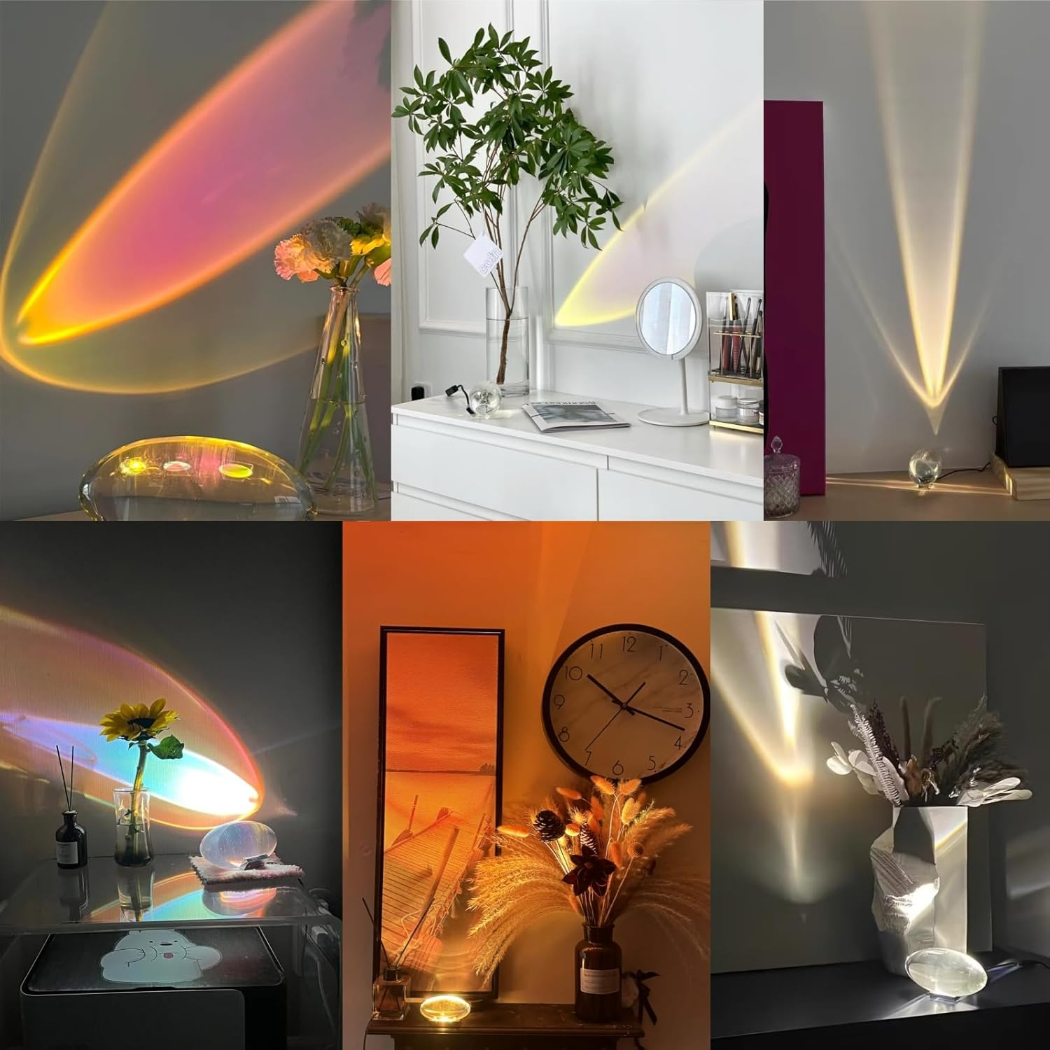 LED Kristall Glas Kugel USB Tisch Projektor Kristall Nachtlicht Angels Eye Home Deko mit Farbwechsel - Bunt
